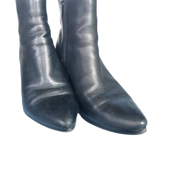 Aldo black leather pointy toe chunky heel booties size 8.5 - Picture 6 of 12